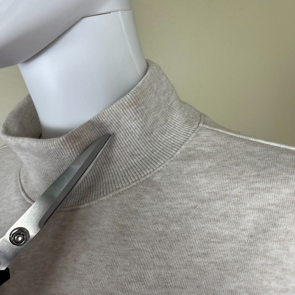 MONKI Women Size S Oatmeal Cotton Mock Neck Boxy Sweatshirt Minimalist Casual - Picture 5 of 13